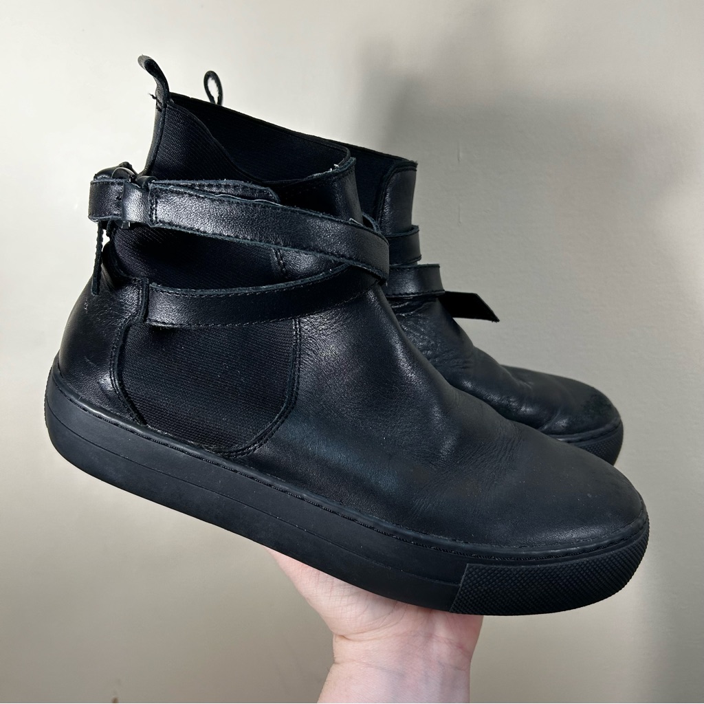 Atelj 71 New York Vivian Black Leather Platform Pull On Boots Size 8